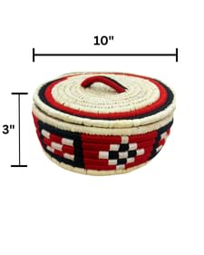 Swadeh Sabai Grass Serveware - Midnight Flame Roti Box (9 inch by 3 inch): Handwoven Eco-Friendly Red Roti Basket, Lightweight & Durable Sustainable Dining Essential by Indian Artisans 4