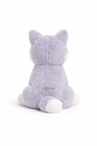 Image of Husky Dog Soft Toy for Girls Boys Kids,Grey,Husky with Glitter Eye Animal Plush Stuffed Baby Teddy Gift Birthday, 30 cm