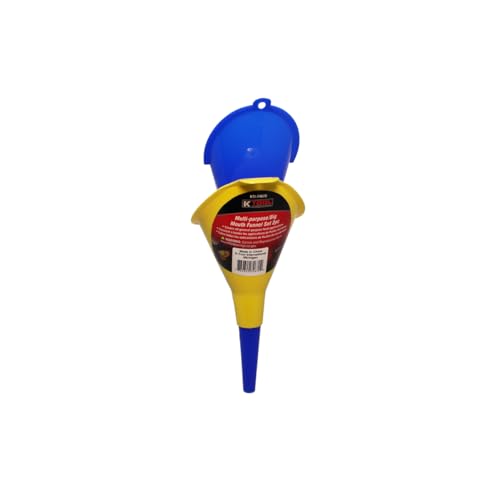 K Tool International 74670 Multi-Purpose and Big Mouth Funnel Set for Garages, Repair Shops and DIY, Radiator Fill and Multi-use, No Mess Splash Guards, Blue/Yellow, 2 Piece - Image 6