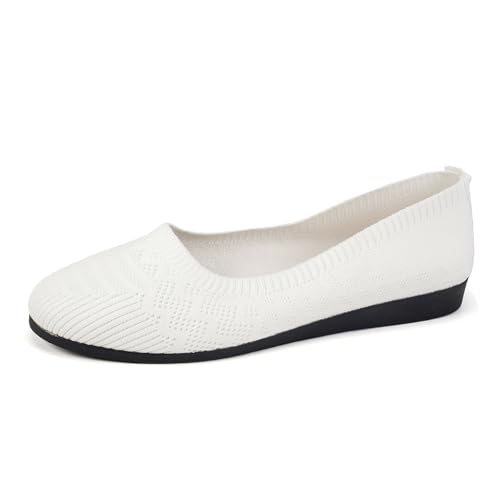 Allbestop Tennis Femme Femmes Confortables Respirantes Antidérapantes Tricotées Sport Plates Été Enfilade(Blanc,38)