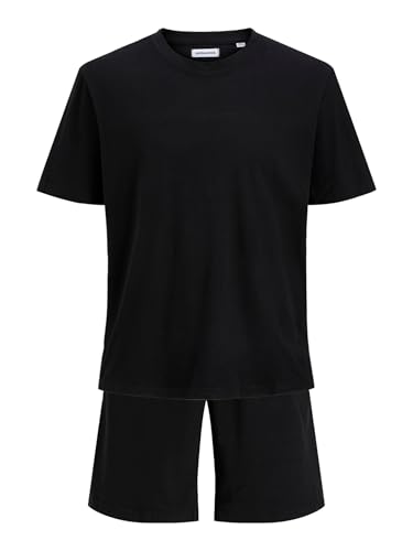 JACK & JONES Men's Jacsolid Lounge Set Ss Tee and Shorts W, Black, L