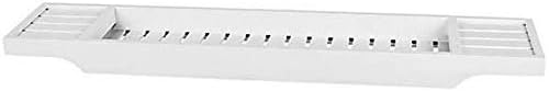 Borewood Solid Pine Wood White BathTub Rack Bridge Bath Caddy Wooden Bathroom Shelf