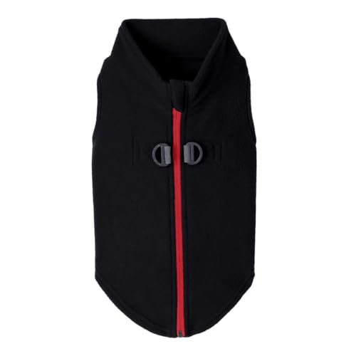 Gooby Zip Up Fleece Dog Sweater - Black, X-Small - Warm Pullover Fleece Step-in Dog Jacket with Dual D Ring Leash - Winter Small Dog Sweater - Dog Clothes for Small Dogs Boy and Medium Dogs