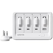 Gitryin 1 Lightning, 3 Type-C Retractable Wall Chargers with 1 USB A Port and 1 Power Strip, 12-in-1 Modular Charging Station