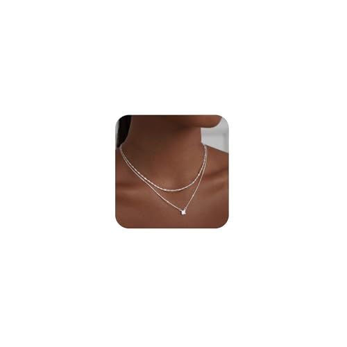 Gold Necklace for Women 14K Gold/Silver Plated Choker Diamond Necklace Set for Women Simple Dainty CZ Gold Chain Trendy Jewelry Accessories