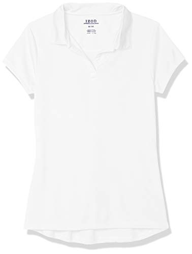 IZOD Juniors Uniform Short Sleeve Performance Polo, White, X-Small - 1