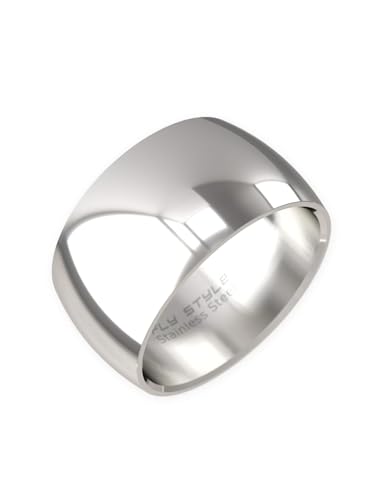 Fly Style Breiter Edelstahl Bandring - Herren Damen Daumenring - Hochwertiger Verlobungs- und Ehering, Ring Grösse:20.0 mm, Oberfläche:12mm Poliert Fly Style Breiter Edelstahl Bandring - Herren Damen Daumenring - Hochwertiger Verlobungs- und Ehering, Ring Grösse:20.0 mm, Oberfläche:12mm Poliert