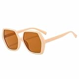 ZHZJQE Vintage Classic Big Frame Polygon Sunglasses Men Women Unisex Trend Outdoors Travel Sunglasses Uv400
