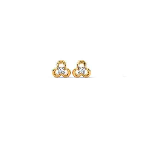 Image of CaratLane 9 KT Yellow Gold Minimal Bloom Diamond Stud Earrings for Women