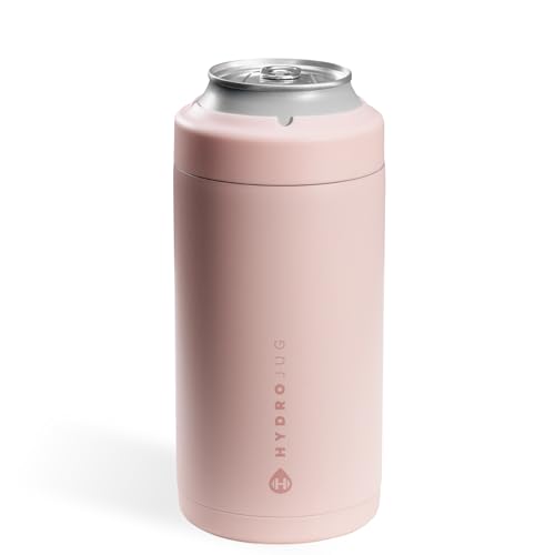 HydroJug Standard Can Cooler - 2-in-1 Insulated Can Cooler Cup - Stainless Steel Can Holder with Non-Slip Rubber Base - Screw-Top Lid - Dishwasher Safe - 16oz, Dusty Rose