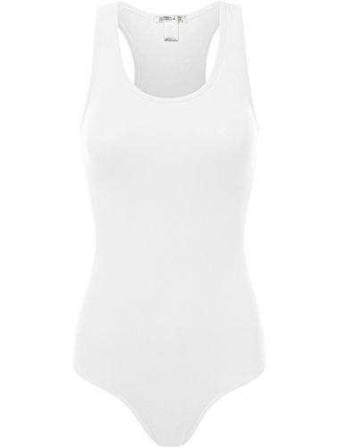 FPT Womens Basic Tank Top Bodysuit WHITE SMALL