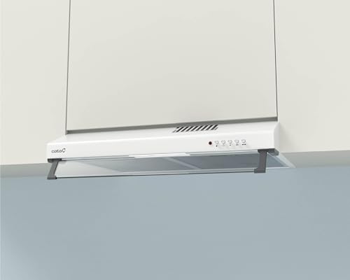 CATA LF-2060 WH | Dunstabzugshaube 60 cm, LED Beleuchtung, 3 Leistungsstufen, Metallfilter, Inox/Weiß, leiser Tangentialmotor, einfache Installation