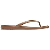 Crocs Women's Miami Flip Flops | Square Toe Flat | 360 Degree Comfort | Croslite Foam Footbed, Thong Sandals, Milk Chocolate, 8