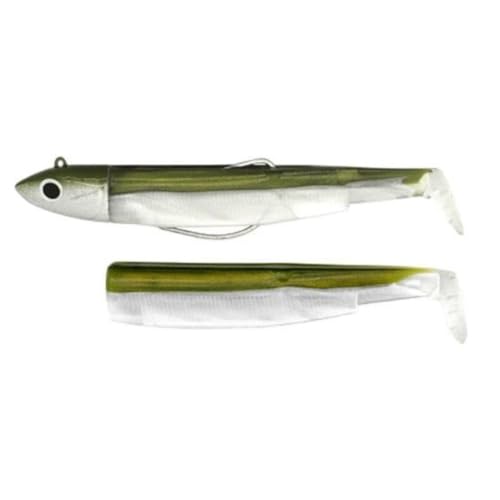 Fiiish, combo di 2 esche sanguinerole nere per pesca offshore, Khaki, No.2 - OFFSHORE - 10g