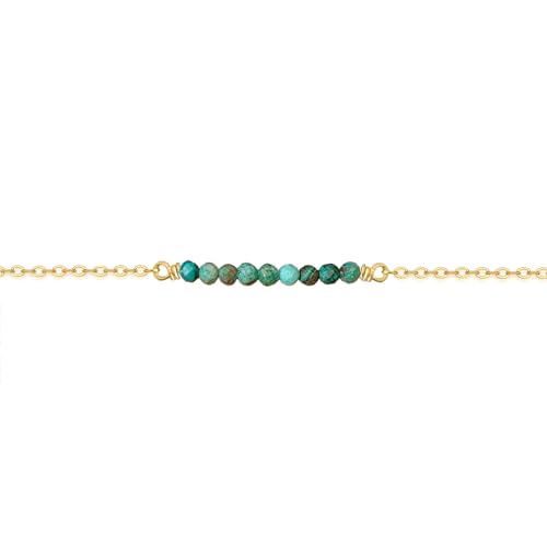 Image of Womens Dainty Gold Chain Bracelet,Simple Layered Chain Bracelets,Beaded Turquoise Bracelet,Charm Crystal Bar,Heart,Karma,Triangle,Pearl Bracelets for Women