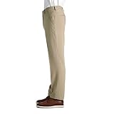 Haggar Męskie spodnie Premium Comfort Straight Fit Flat Front Stria Dress Pants, średni khaki, 32 W x 32 L US