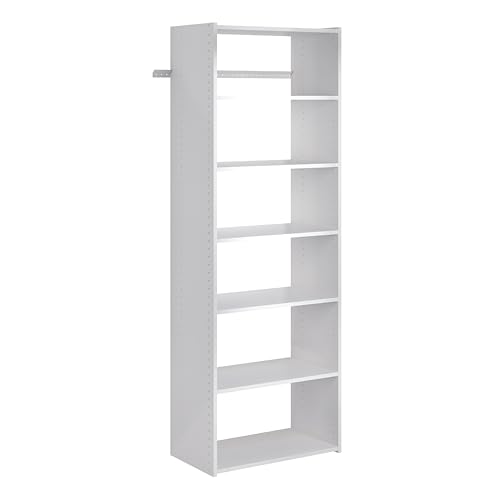 Easy Track PH38-WH Living Essentials - Shelf Tower Wood Closet Organizer, White