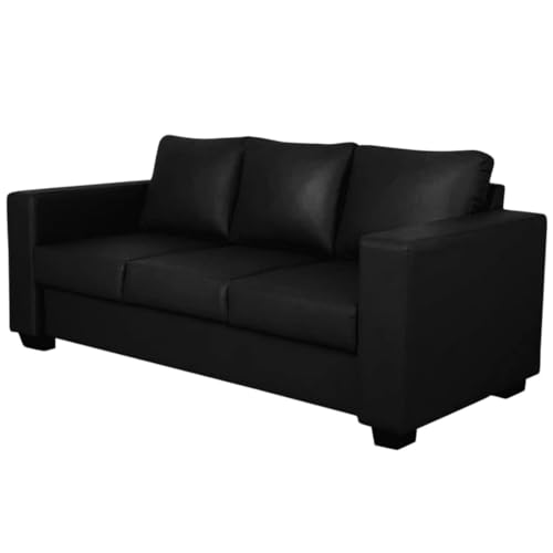 Image of Furny Harrie 3 Seater Leatherette Sofa Set (Black) | Soft Velvet Fabric | Modern Design | Comfortable Seating | Living Room Furniture
