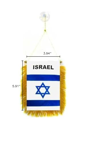 Image of AZ FLAG Israel Mini Banner 6'' x 4'' - Israeli - Jewish Pennant 15 x 10 cm - Mini Banners 4x6 inch Suction Cup Hanger