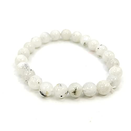 DCE Beautiful Rainbow Moonstone Gemstone Bracelet For Women, Flashy Moonstone white Gemstone Healing Chakra Bracelet Crystal Natural Stone Men & Women By DAZZLING CRYSTAL EXPORTS.