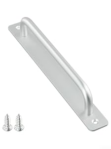 Hosrivae Türgriff aus Aluminiumlegierung für Schiebetüren, Scheunen, Holz, Glas, Aluminium, Tor, WC, Schrank, Gartenschuppen, Zaun – 212 x 25 mm, Lochabstand 192 mm (Silber) (Silber)
