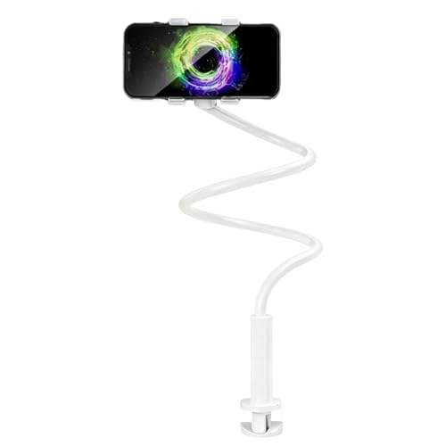 FEZTGVOFA Tablet stand, Adjustable Gooseneck Tablet Holder, Lazy Arm Stand Clamp Mount Bracket for Bed, Compatible with Most Mobile Phones, Tablets, and Electronic Devices, for Home and Office(White)