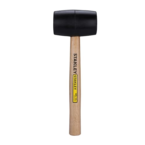 STANLEY STHT57528-8 Rubber Mallet Hammer for Masonry, Woodwork, Fittings for Home, DIY, Mechanic, Industrial & Professional Use, 680 gm, Used to Drive Nails, Fit Parts & Break Objects, YELLOW & BLACK