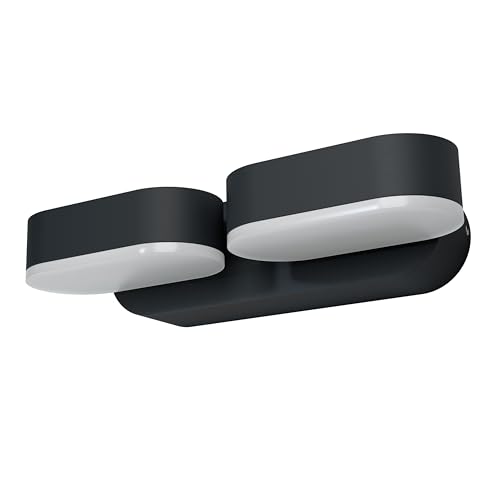 Osram ENDURA Style set de 2 mini-spots en gris foncé, applique extérieure LED avec tête pivotante à 340°, protection IP44, idéal pour l'éclairage d'entrée