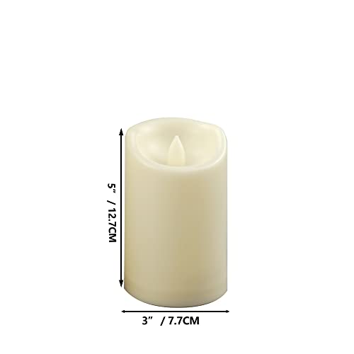 Image of CANDLE CHOICE Outdoor Battery-Operated Flameless Candles with Remote Timer Waterproof Flickering Plastic Electric LED Pillar Lights for Lantern Patio Garden Wedding Halloween Christmas 3 inchx5 inch 2 Pack