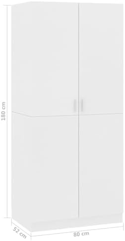 Freestanding Multi-Layer Kitchen Floor Cupboard，Wardrobe with Shelf and Hanging Rail Clothes Storage Cupboards Unit 2 Door Wardrobe Wardrobes for Bedroom-high Gloss White-high Gloss White