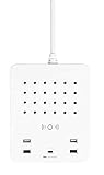 EGG ELECTRONICS PowerStation PRO, Innovative Ladestation, lädt bis zu 12 Eurostecker Typ-C + 4 USB, 1 USB-C, Wireless Charging gleichzeitig, Mehrfachsteckdose, Überspannungsschutz, Farbe:Weiß