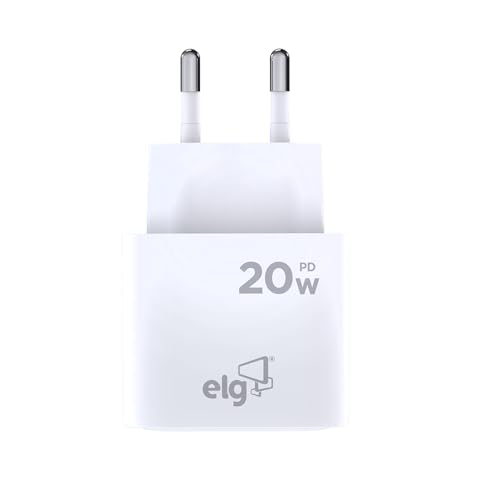 ELG, WCPD, Carregador de Parede Universal, 1 Porta USB Tipo-C, Potência 20W, Power Delivery 3A, Compatível com Dispositivos Apple e Android, Bivolt, Branco