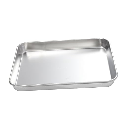 Garneck 1pc Stainless Steel Baking Cake Plate Rustproof Flat Bottom Pan for Oven Deep Baking and Serving for Cakes Cookies Dinners and Roasting