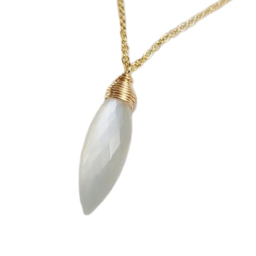 Colgante de piedra lunar blanca y plata contra el estrés para renovar tu energía