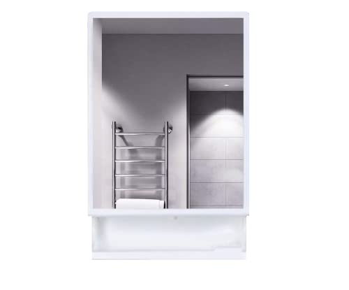 Homace Plastic Bathroom Mirror Corner Cabinet with Storage Shelf for Bedroom, Kitchen & Living Room (New Look, White) (B08KTKVFD9) Amazon Price History, Amazon Price Tracker