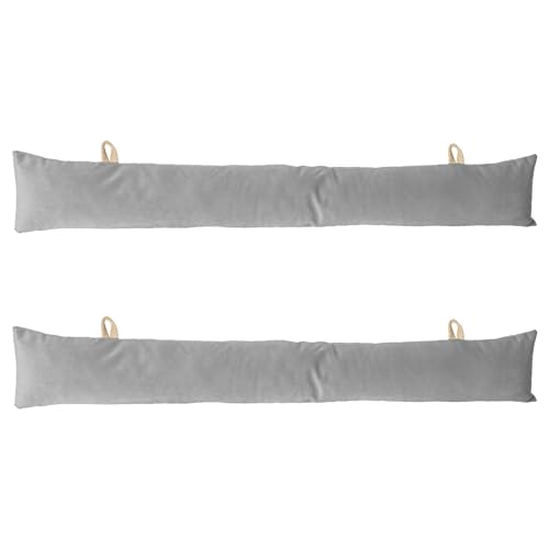 Nicola Spring Door Draught Excluder - 80 x 12cm - Grey - 2pc - Velvet Indoor Decorative Wind Stopper Home Interior Air Strip Wind Seal Window Draft Snake Sound Blocker for Home, Office Doors