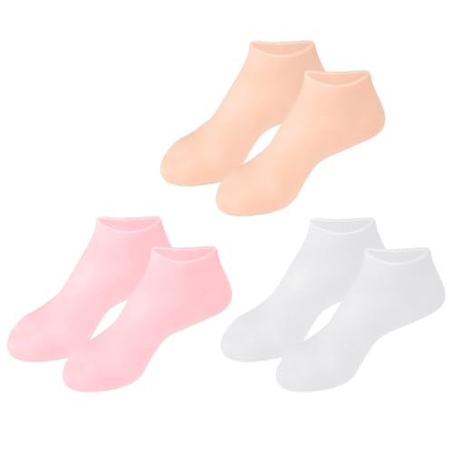 BETOOKY 3 Pairs Moisturizing Foot Sleeves for Dry Cracked Heels Skin-Friendly Foot Protection Socks with Gel Lining for Night Hydrating Treatment