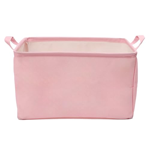 Image of CEMECER Storage Nursery Basket, Large Square Canvas Laundry Hamper With A Waterproof PE Coating, Foldable, for Kids, Boys and Girls, Bathroom and Bedroom Set, Clothes ,Toys Bin(Pink)