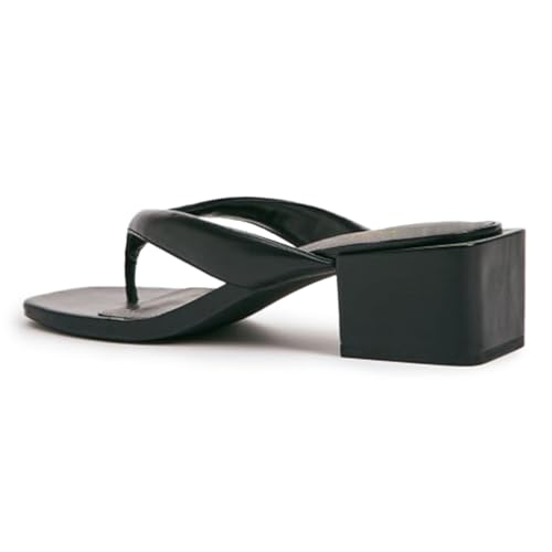 YDN Women's Comfortable Chunky Low Heel Flip Flop Sandals Open Square Toe Thong Slide Mules Indoor and Outdoor Dressy Casual Slipper Shoes Size 4-16 US3