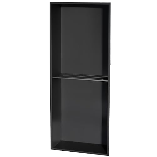 Niche de douche en acier inoxydable avec porte-papier toilette noir intégré