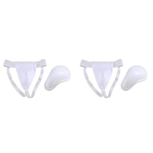 Haopeuk 2X Protector de Coquilla Hombre, Boxeo Kickboxing Muay Coquilla, Ventilado Ajustable, Entrenamiento de Lucha Karate M