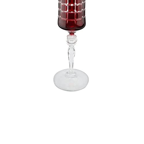 Taça para champanhe lapidada em cristal ecológico Bohemia Grace 190ml vermelha
