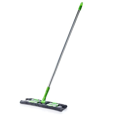 Image of Flat Floor Cleaning Mop | Microfiber Dust & Water Absorbent Mop with Long Rod | Kitchen, Hall, Bathroom & Floor Cleaning | फर्श साफ करने वाला पोछा