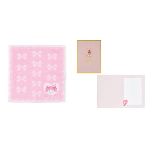 【母の日セット品】サンリオ(SANRIO) サンリオ プチタオル 抗菌防臭加工 マイメロディ マイメロちゃん my melody キャラクター 25×0.5×25cm 299898 SANRIO +サンリオ メッセージカード カーネーション花瓶