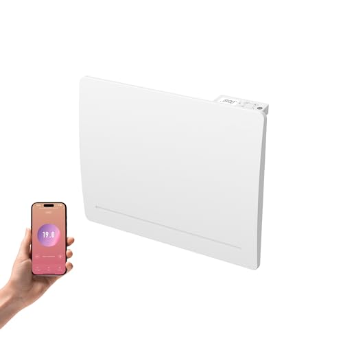 Radiador eléctrico de inercia seco fundido + película calefactora conectada WIFI 1500 W Termostato programable Blanco Cosyup Mova Garantía de 3 años