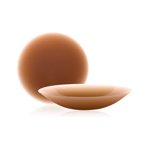 QueenVibes Reusable Silicon Nipple Cover, UltraThin Adhesive Breast Covers, Pasty Bra Pad, Invisible Pasties No Show Bra (Large++ (D-DDD+ Cup), Coco Brown) Cover