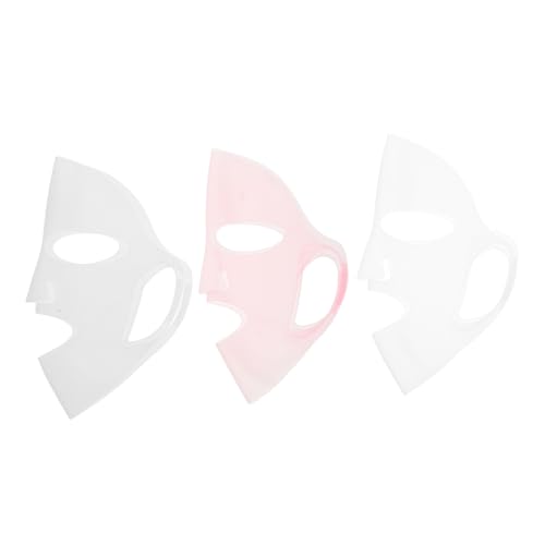 Healvian 3pcs Silicone Face Mask Holder Lightweight Anti-Evaporation Cover for Moisturizing Skincare Comfortable Ear Hook Design for All Face Types Transparent and Pink Colors