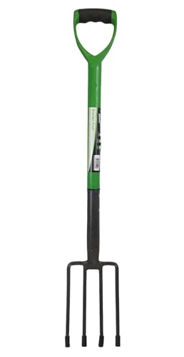 Easy Shopping® Border Fork Carbon Steel with Soft Grip D Handle with 4 prong head Strong Versatile and Durable Heat Treated and Oil Cooled Metal perfect for Gardeners Builder Industrial Work