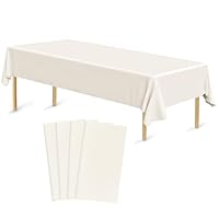 Bouiexye 4 Stück Einweg Tischdecken 137 x 274 cm Tischdecke aus Kunststoff Ivory Rechteckige Tischabdeckung Gartentischdecke für Gastronomie Party Hochzeiten Grillen Picknick