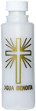 Paquete de Botellas para agua bendita con cruz y leyenda impresa: "Que esta Agua Bendita nos recuerde nuestro bautismo en Cristo que nos redimió con su muerte y resurrección". Capacidad de 110ml, incluye tapa y contratapa, cada paquete incluye 10 botellas.